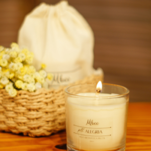 Vela aromática Alegria 200g (frasco transparente)